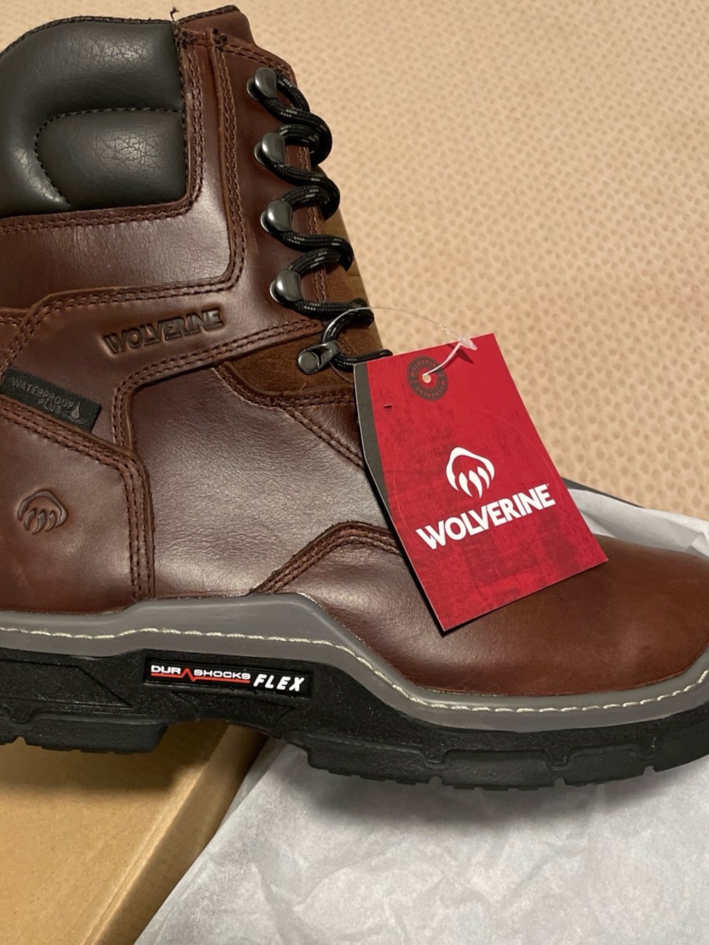 Wolverine Men's Brown Waterproof Work Boot - Raider DuraShocks soft toe